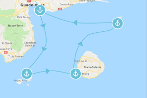Itinéraire en bateau en Guadeloupe à faire en catamaran, voilier où bateau à moteur