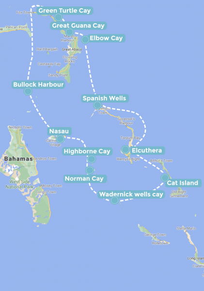 itinéraire de navigation dans les bahamas