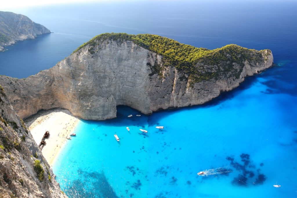 Vue de la plage de Navagio à Zakynthos